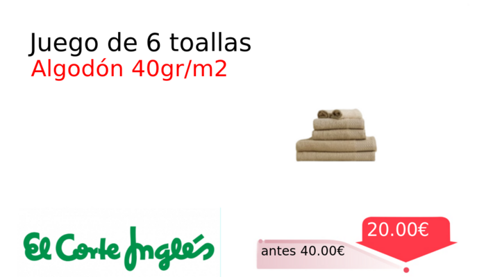 Juego de 6 toallas