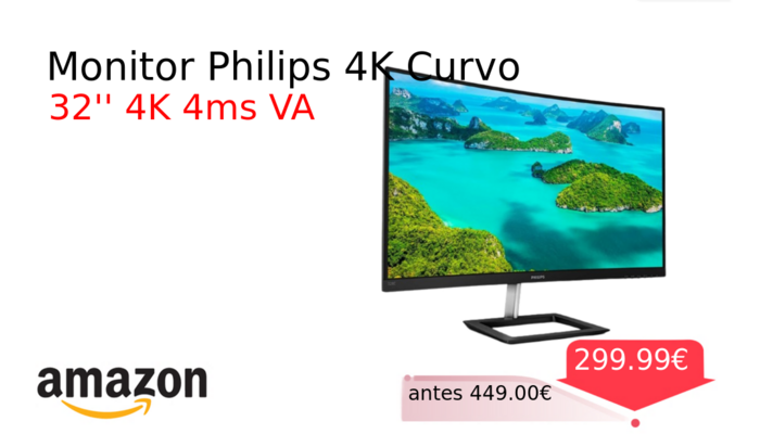 Monitor Philips 4K Curvo