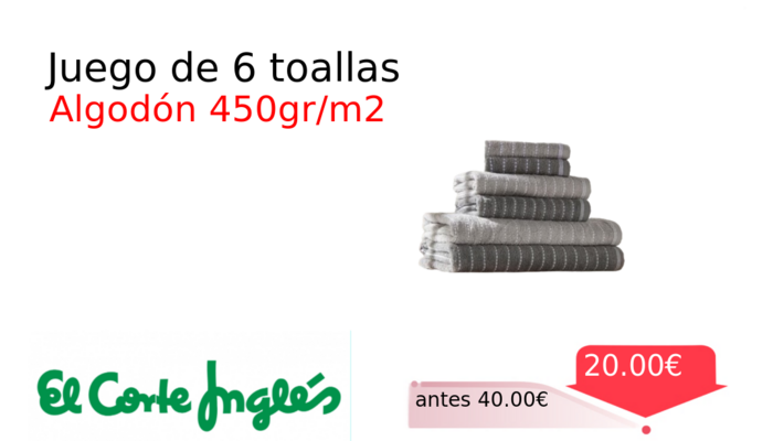 Juego de 6 toallas