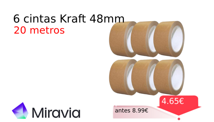 6 cintas Kraft 48mm