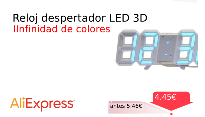 Reloj despertador LED 3D