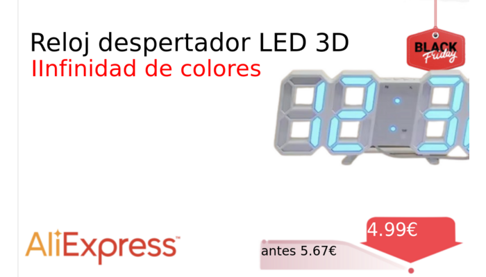 Reloj despertador LED 3D