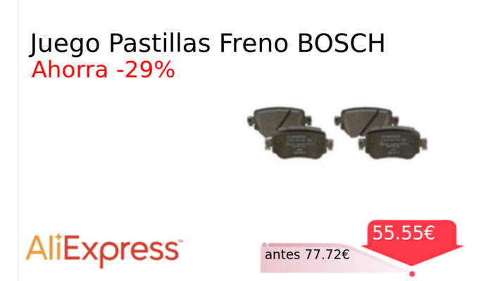 Juego Pastillas Freno BOSCH