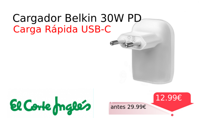 Cargador Belkin 30W PD