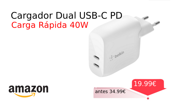 Cargador Dual USB-C PD