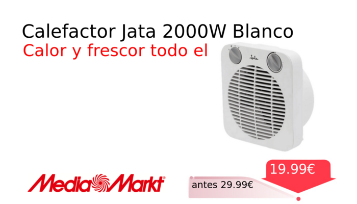 Calefactor Jata 2000W Blanco