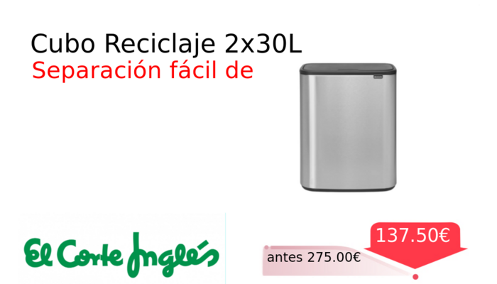 Cubo Reciclaje 2x30L