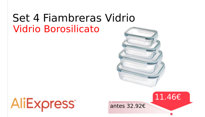 Set 4 Fiambreras Vidrio
