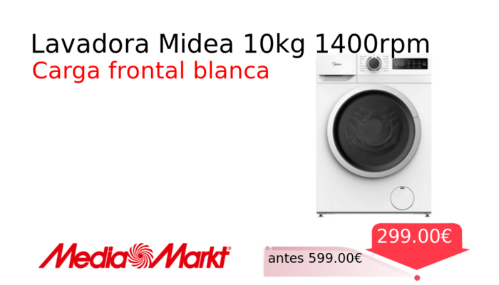 Lavadora Midea 10kg 1400rpm