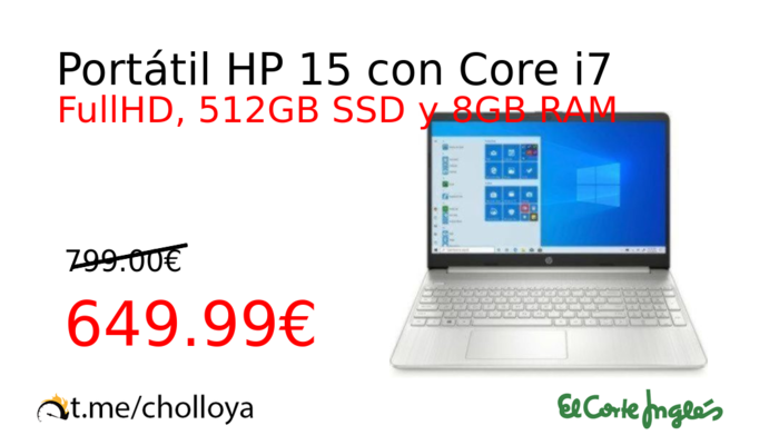 Portátil HP 15 con Core i7