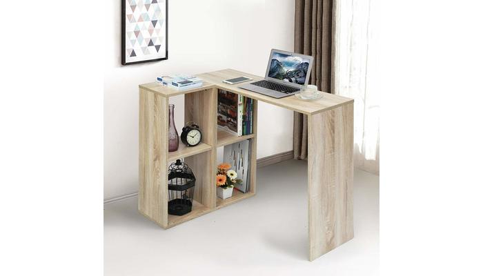 Escritorio de madera en L