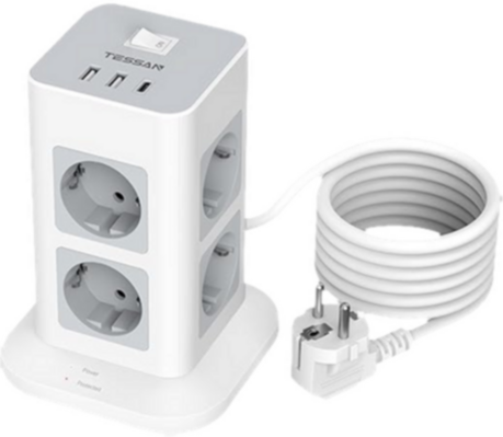 Torre de enchufes TESSAN 8+1