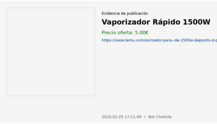 Vaporizador Rápido 1500W