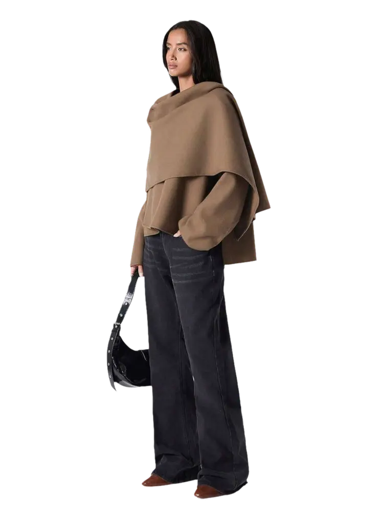 Abrigo con bufanda shein