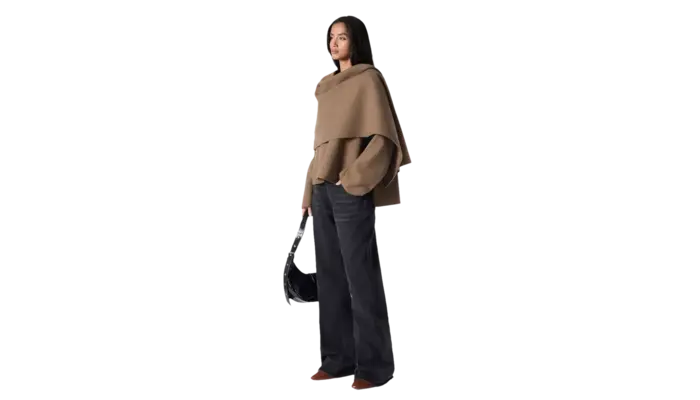 Abrigo con bufanda shein