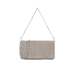 Bolso De Cuero Gris con Tachas