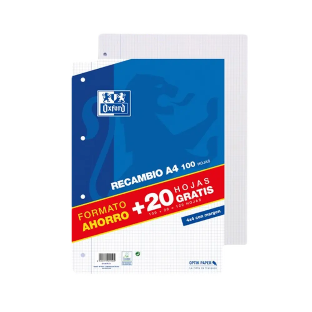 Recambio Oxford A4 120 Hojas