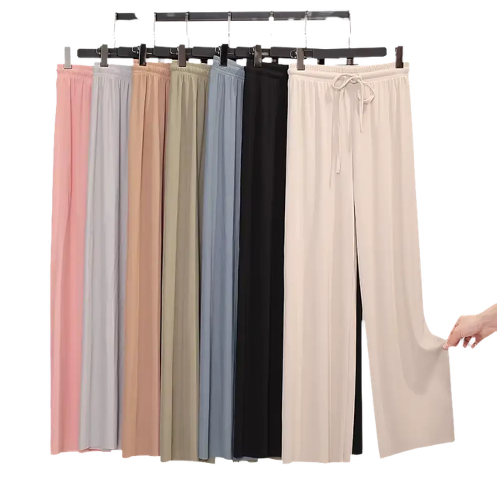 Pantalones Ancha Mujer Seda Hielo