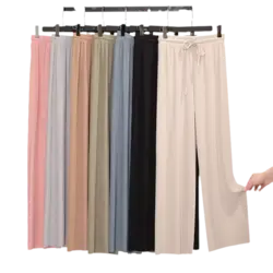 Pantalones Ancha Mujer Seda Hielo