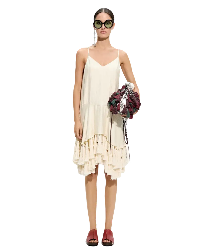 Vestido Parfois Volantes Crudo