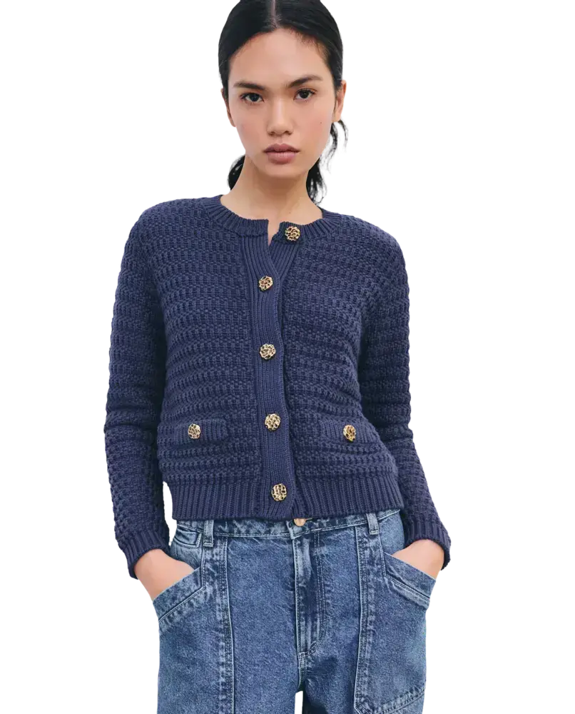 Cárdigan cuello caja rayas mujer