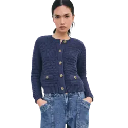 Cárdigan cuello caja rayas mujer
