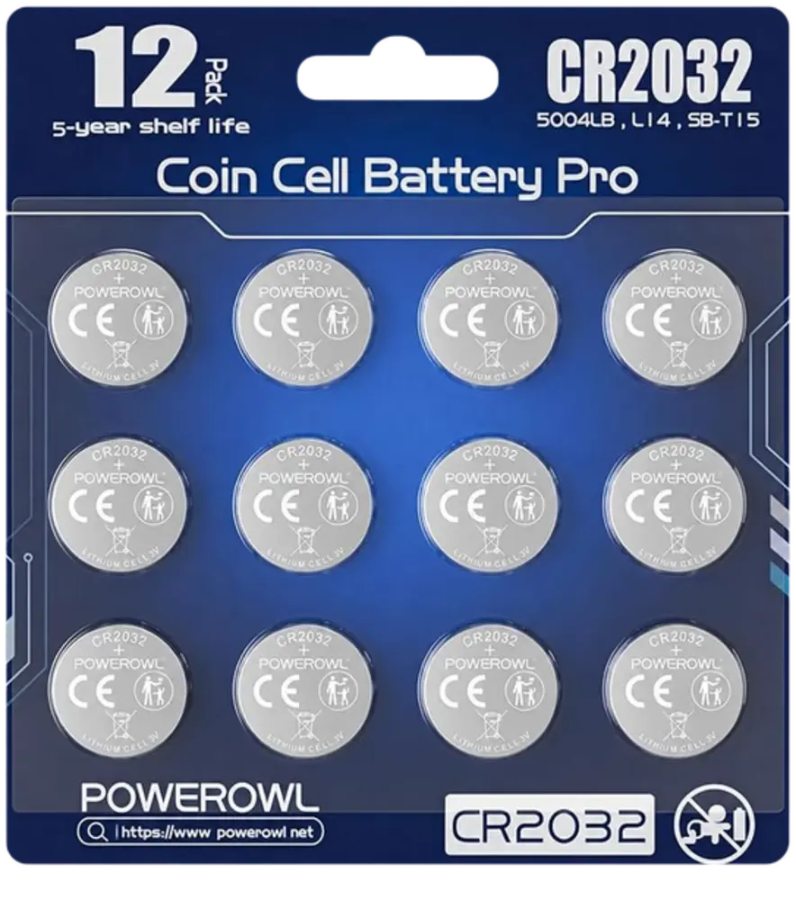 Pilas CR2032 POWEROWL 12 unidades