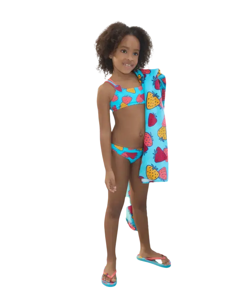 Bikini infantil de fresas verde
