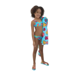 Bikini infantil de fresas verde