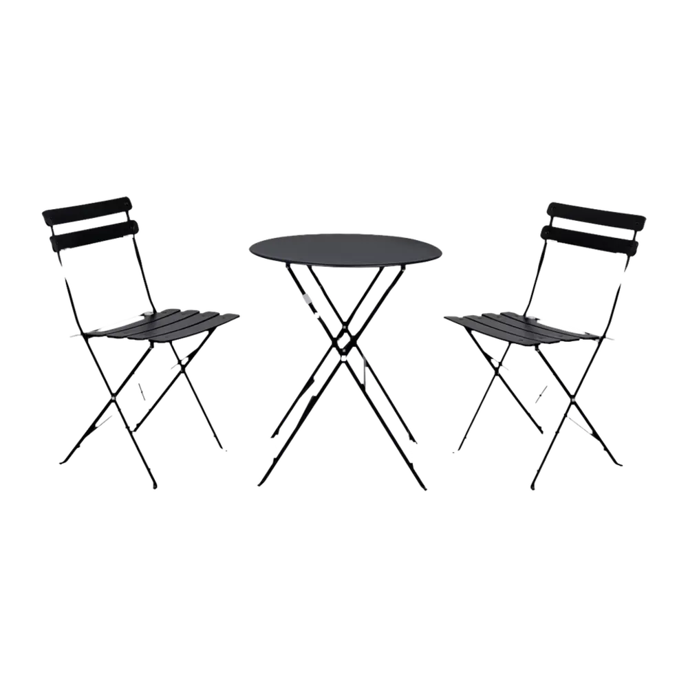 T-LoVendo Set de 3 Muebles de Mesa y 2 Sillas, para Jardín, Exterior, Plegables, Mesa y Sillas para Terraza Estilo Re...