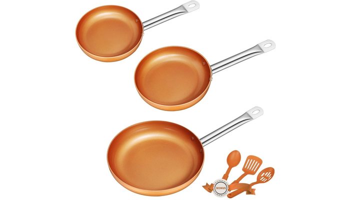 Juego de 3 sartenes de cobre